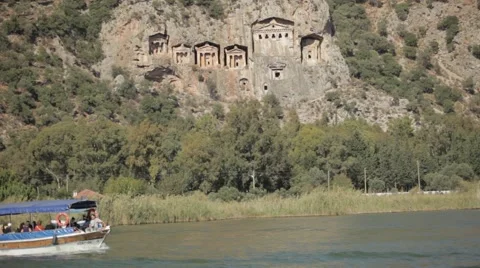 Graveyard of kings Dalyan Stock Footage 48391500