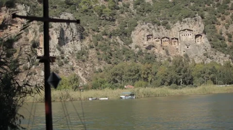Graveyard of kings Dalyan Stock Footage 48391601