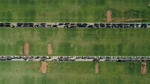 Graveyard looking down on burial sites 4k aerial Video stock 326051720