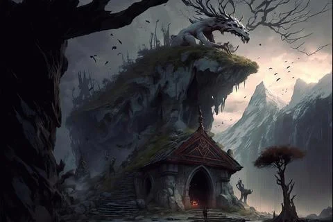 A Graveyard In The Mountains Stock Illustration