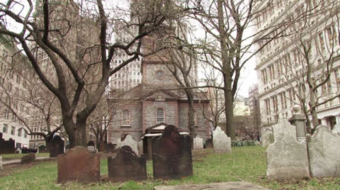 Graveyard near Ground Zero, New York City, NY Stock Footage 24614610
