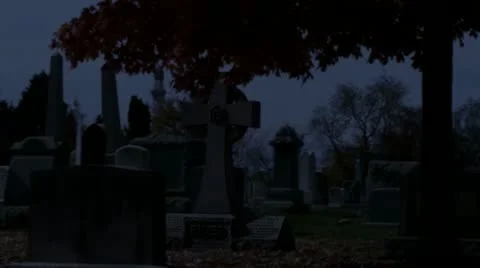 Graveyard at Night Video stock 12428199
