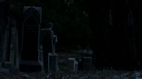 Graveyard night Stock Footage