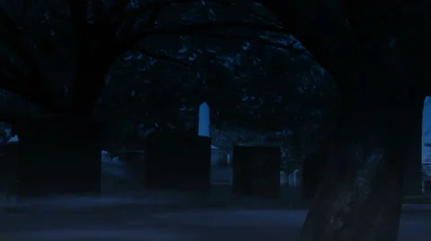 A Graveyard in the Night Stock Footage 24084402