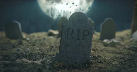 Graveyard at Night with moon and bats Stock Footage 251431020