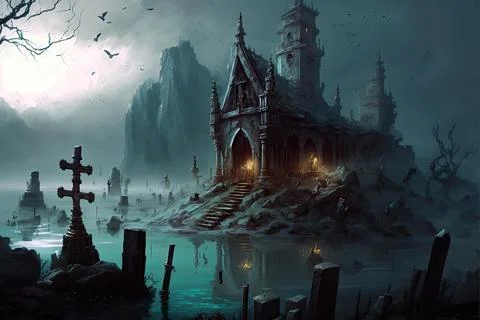 A Graveyard In The Ocean Stock Illustration