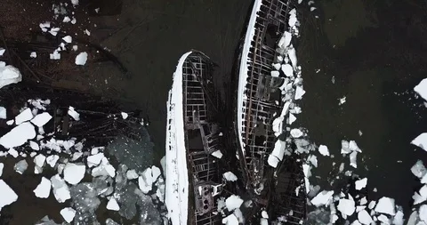 Graveyard of ships. Teriberka. Stock Footage 99300895