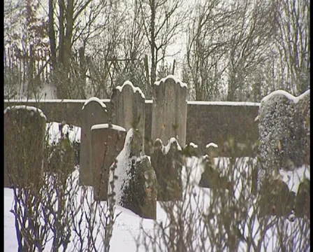 Graveyard in the snow Stock Footage 35876634