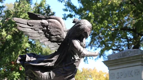 Graveyard Statue Stock Footage 42705400