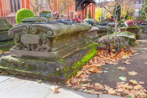 Graveyard with stone tombs Stock Photos