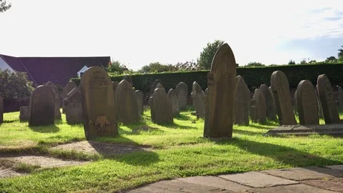 Graveyard at sunset Stock Footage 77014821