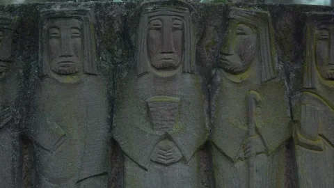 Graveyard symbols, Maja, Easter Island Stock Footage 100320641