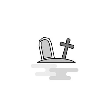 Graveyard  Web Icon. Flat Line Filled Gray Icon Vector Illustrazione stock