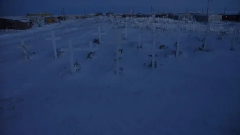 Graveyard, winter, Alaska Stock Footage 118361216