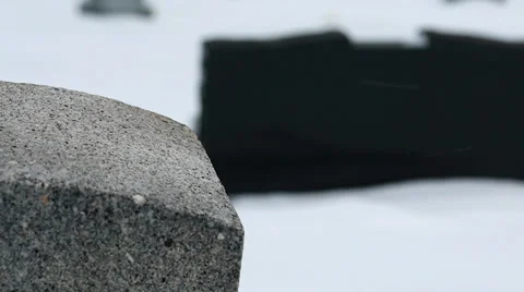 A graveyard in the winter Stock Footage 33897761