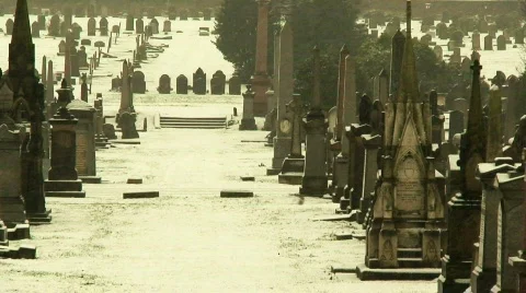 Graveyard in the winter snow 4 Video stock 595822