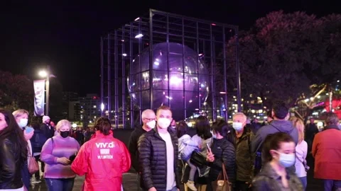 Gravitational Grid in First Fleet Park for Vivid Sydney 2022 Stock Footage 195688469