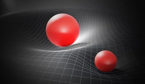 Gravity and general theory of relativity concept. Distorted spacetime caused  Stock Illustration