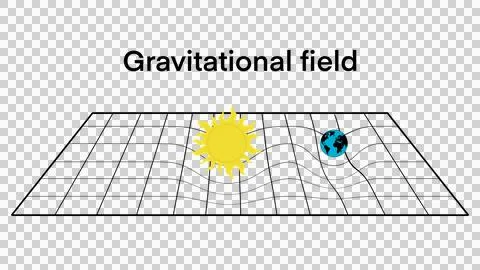 Gravity and general theory of relativity concept, Earth and Sun Stock Illustration