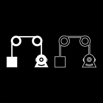 Gravity engine set icon white color vector illustration image solid fill ou.. Stock Illustration