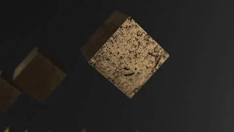 Gravity gold cube abstract background 3d animation Illustrazione stock