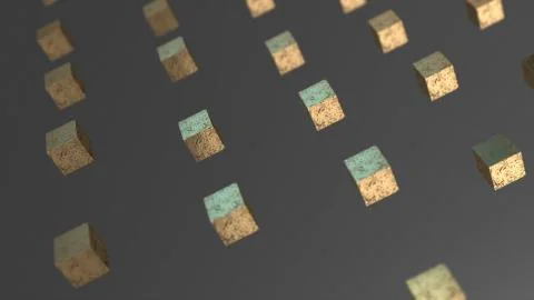 Gravity gold cube abstract background 3d animation Stock Illustration