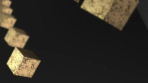 Gravity gold cube abstract background 3d animation Stock Illustration