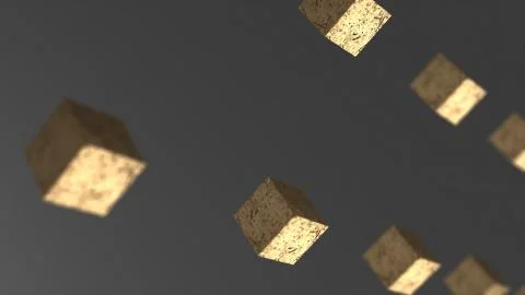 Gravity gold cube abstract background 3d animation Stock Illustration