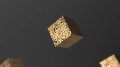 Gravity gold cube abstract background 3d animation Stock Illustration