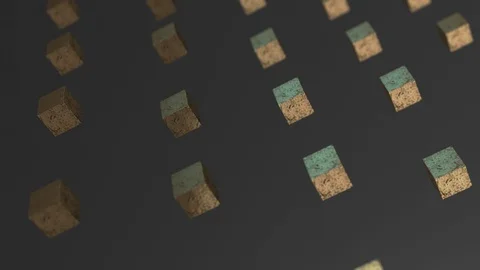 Gravity gold cube rotating abstract background 3d animation 4k Stock Footage 110307954