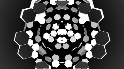 Gravity Hexagons 3D elements exploding and falling down from wall Stock Footage 124125634