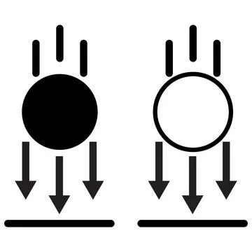 Gravity icon. Gravity physics symbol. Falling object gravity sign. Stock Illustration