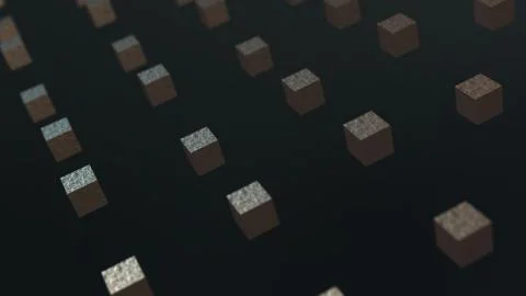 Gravity matal cube abstract background 3d animation Stock Illustration