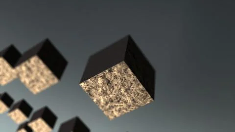 Gravity matal cube abstract background 3d animation Stock Illustration