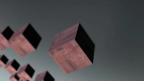 Gravity metal rust cube abstract background 3d animation Stock Illustration