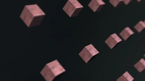 Gravity metal rust cube abstract background 3d animation Stock Illustration
