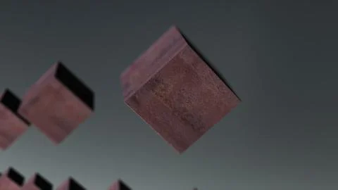 Gravity metal rust cube abstract background 3d animation Illustrazione stock