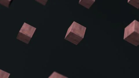 Gravity metal rust cube abstract background 3d animation Stock Illustration