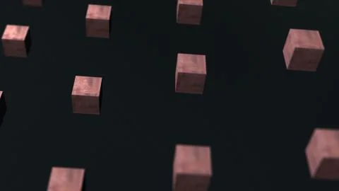 Gravity metal rust cube abstract background 3d animation Stock Illustration