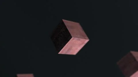 Gravity metal rust cube abstract background 3d animation Stock Illustration