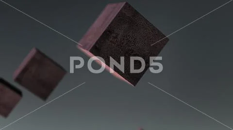 Gravity metal rust cube abstract background 3d animation Stock Illustration