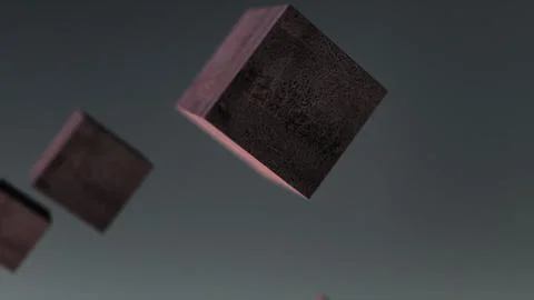 Gravity metal rust cube abstract background 3d animation Stock Illustration