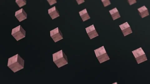 Gravity metal rust cube abstract background 3d animation Stock Illustration
