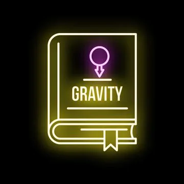 Gravity science textbook neon glowing icon design Stock Illustration