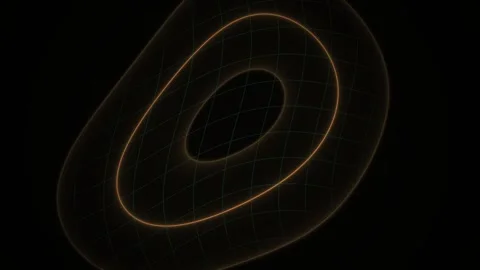 Gravity Spacetime Visualization with Glowing Orange Orbital Loops on Dark G.. Stock Footage 343707984