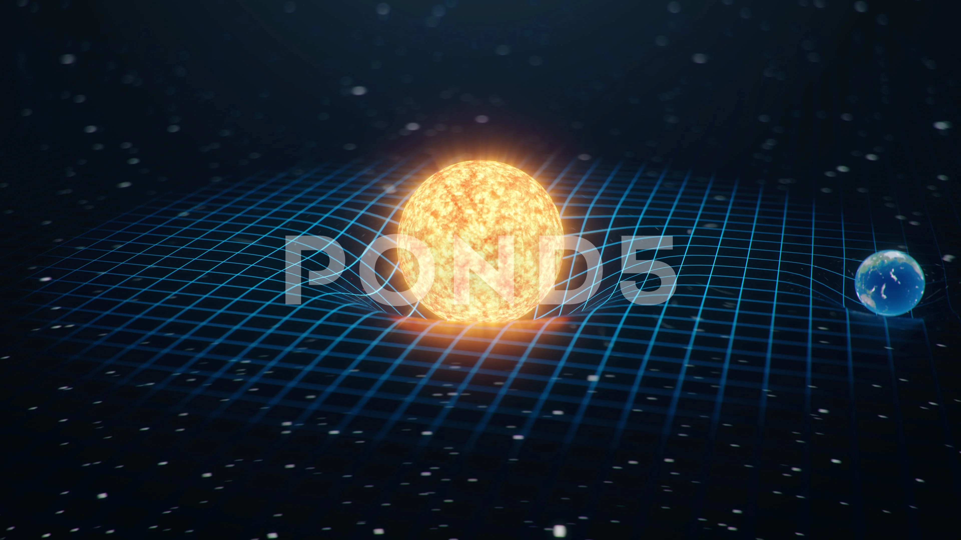 Gravity Sun and Earth bends space around... | Stock Video | Pond5