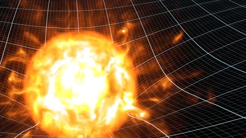 Gravity Sun Bends Space Around It, Distorted Spacetime Concept Gravity Deforms Stock Footage 145444519