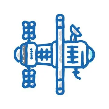Gravity waves space exploration icon doodle illustration Stock Illustration