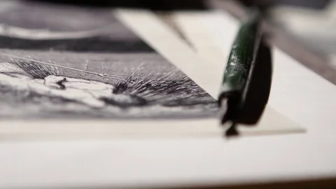 Gravures Close Up, Shot in studio in professional lighting Stock Footage
