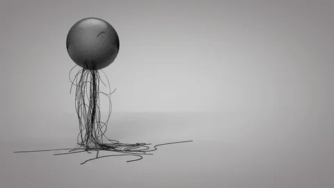 Gray 3D background for text. With spheres falling grid. Stock Footage 114555923